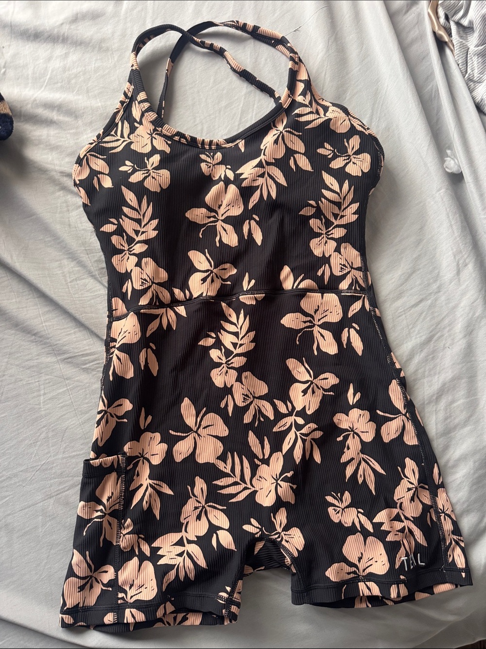 Black Floral Tank Active Romper